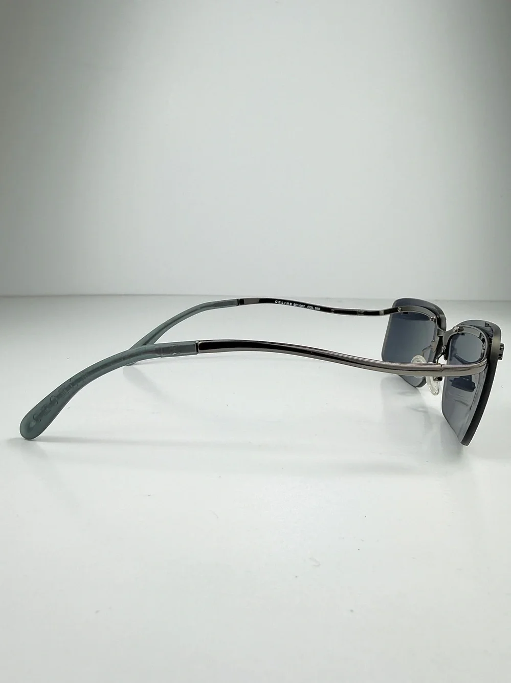 Deadstock Celine Triomphe Rimless Sunglasses SC 1007 568 Full Set Y2K Gunmetal